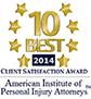 American Institute of Personal Injury Attorneys, 10 Best 2014 Client Satisfaction Award